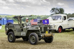 Militalry vehicles arriving at the Texas Veterans Military Show.