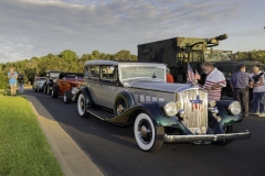 Classic cars preparing for the parade to the Texas Veterans Military Show